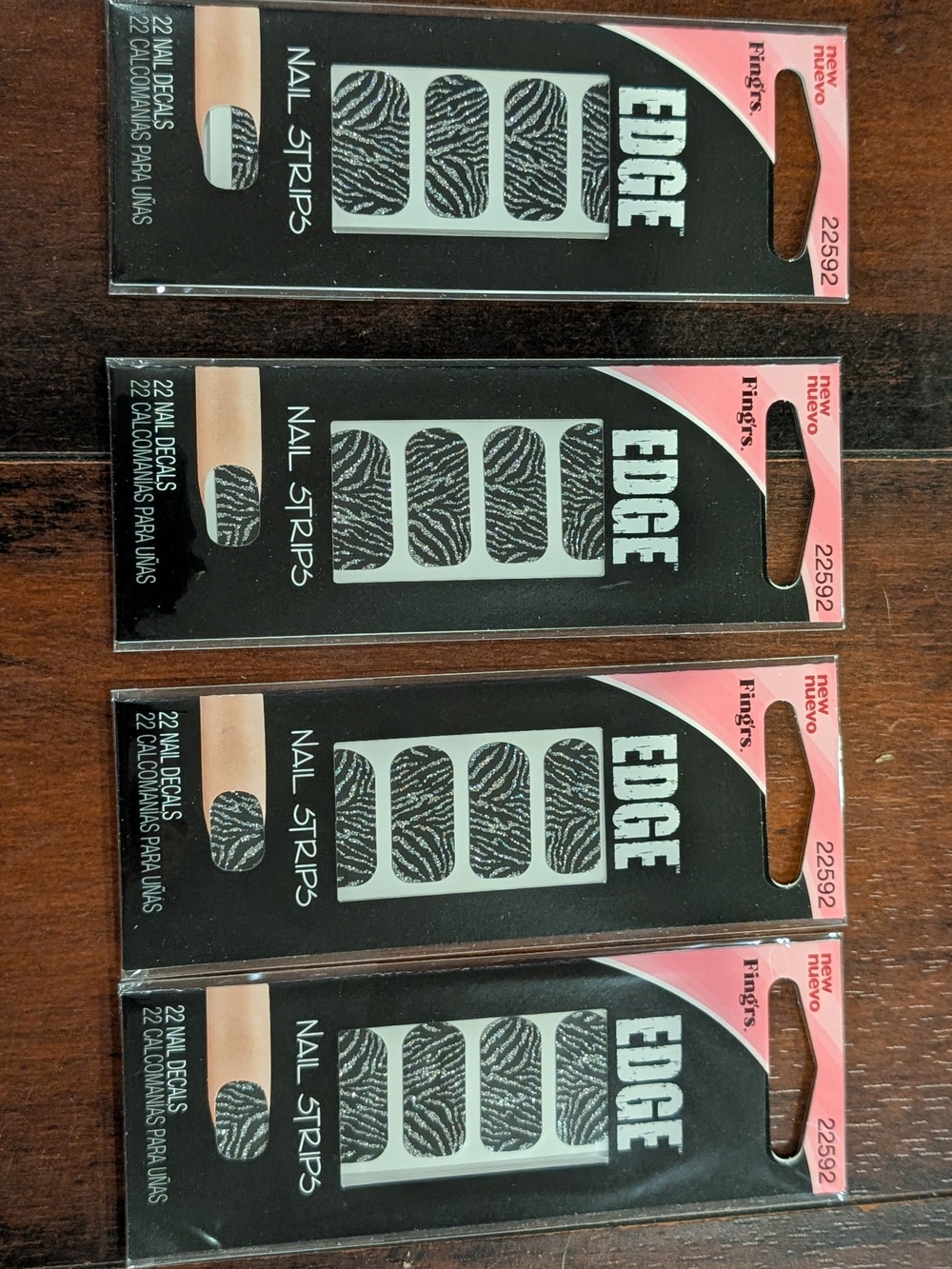EDGE Black Zebra Nail Strips - Black & White Animal Print